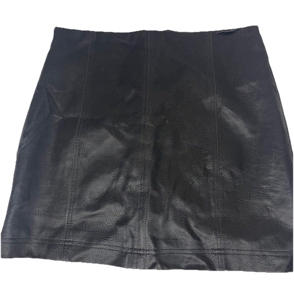 Faux Leather Black Mini Skirt Shinestar Women's Large NEW